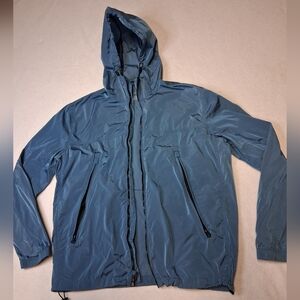 American Eagle Outfitters Blue Hooded Windbreaker Jacket